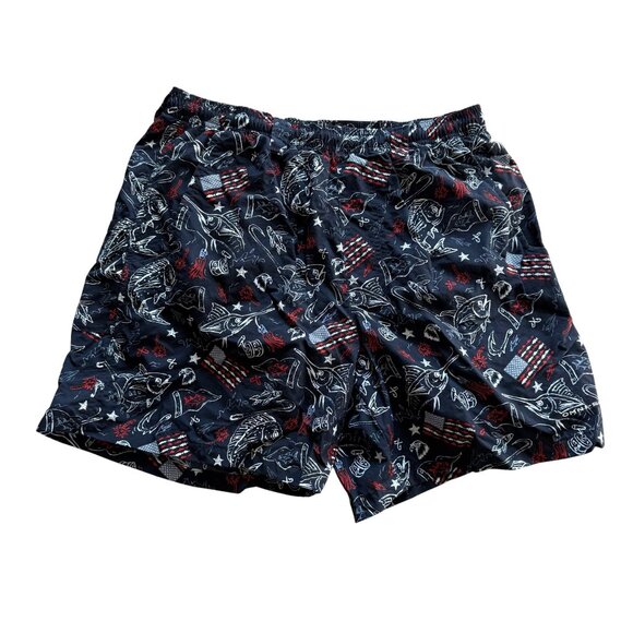 Columbia PFG Mens Swim Trunks With Patriotic Fishing Print Small - Picture 1 of 9